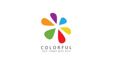 Marka veya şirket için renkli çiçek bırakma logosu tasarımı şablonu