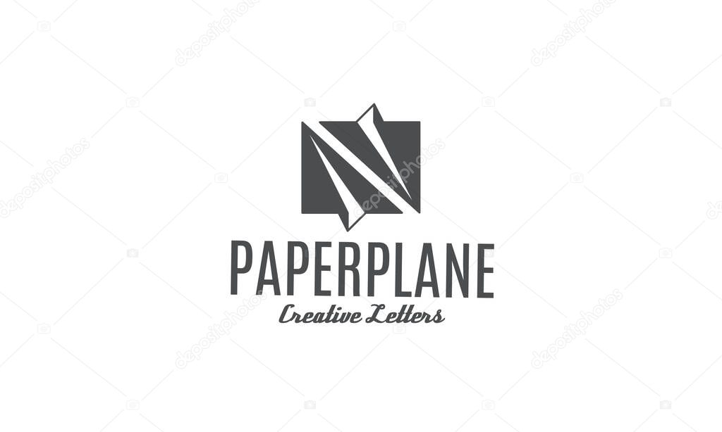 Letter N paper airplane logo design template