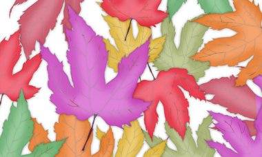 Renkli El beyaz arkaplan vektör illüstrasyonlu farklı renklerde yapraklar çizdi