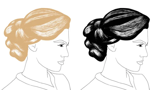 Illustration Vectorielle Cheveux Femme Noire Jaune Dessinée Main Isolée Dans — Image vectorielle