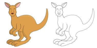 El çizimi sevimli kanguru hayvan koleksiyonu vektör illüstrasyonu beyaz arka planda izole edilmiş, vahşi yaşam hayvan çizimi