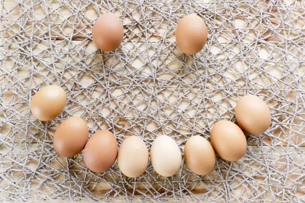 Chicken eggs forming a face with a smile Royalty Free Stock Photos