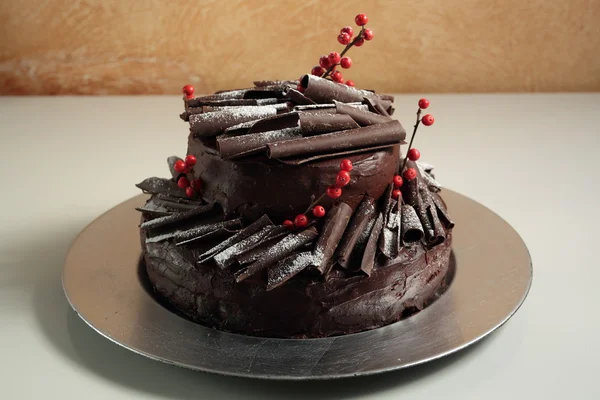 Decorated chocolate cake — Stock Photo, Image