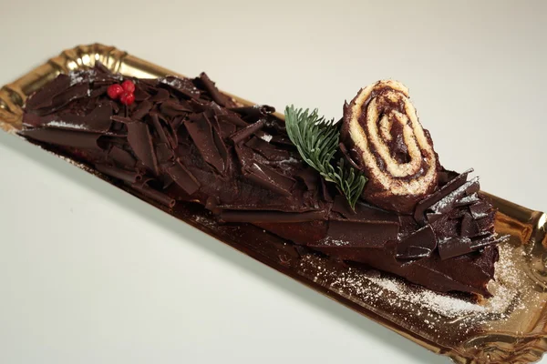 Doce yule log — Fotografia de Stock