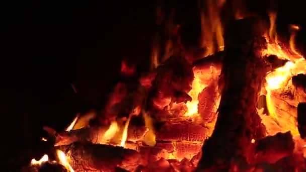 Fire in the fireplace — Stock Video