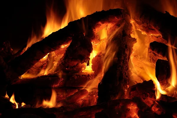 Fogo de um fogo de lenha — Fotografia de Stock