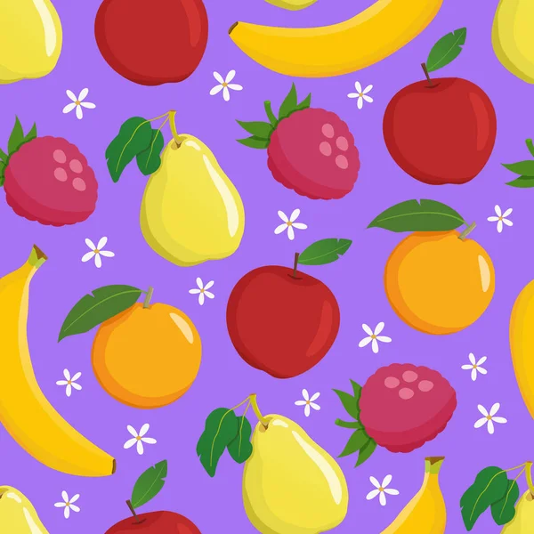 Patrón Sin Costura Fruta Patrón Amarillo Rojo Frutas — Vector de stock