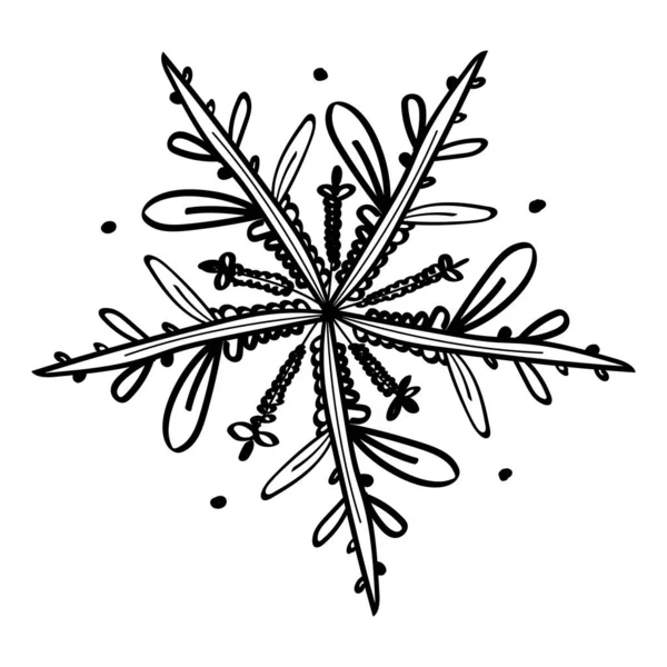 Ilustracja Doodle Pięknego Płatka Śniegu Narysowane Rękami — Wektor stockowy