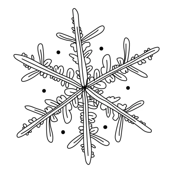 Vector Snowflake Doodle Style New Year Ice Snow — Stock Vector