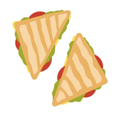 İki üçgen sandviç vektör çizimi. Bir sandviçin iki yarısı.