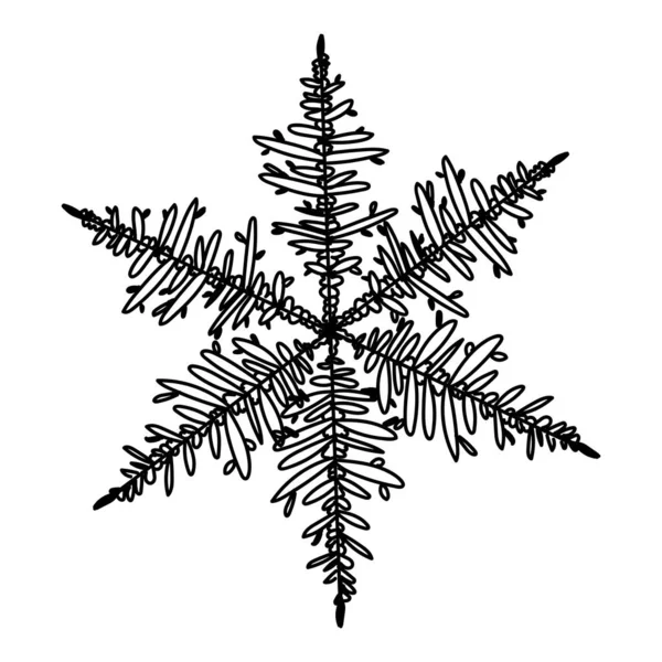 Vector Doodle Schneeflocke Winterliche Dekoration — Stockvektor