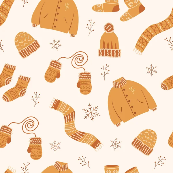 Bezešvé Vzory Zimním Oblečením Vánoční Vzor Nový Rok Vzor Dětskými — Stockový vektor