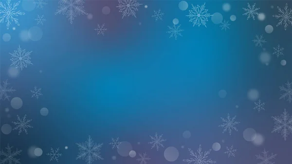 Fondo Degradado Invierno Con Copos Nieve Patrón Azul Navidad —  Fotos de Stock