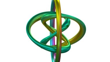 3D görüntüleme. Soyut renkli metalik geometrik şekil beyaz arkaplanda izole edildi.