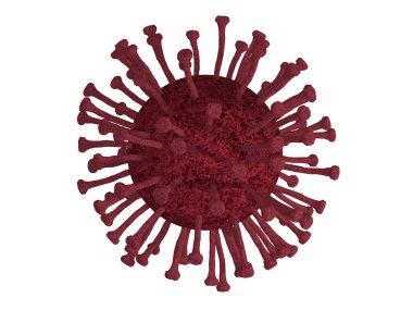 3d illustration. Red sphere of stylized virus isolated on white background.