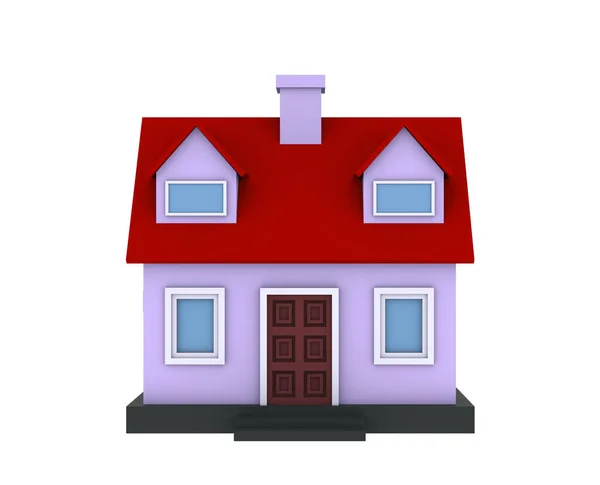 Red Model Simple House Isolated White Background Illustration — Stockfoto