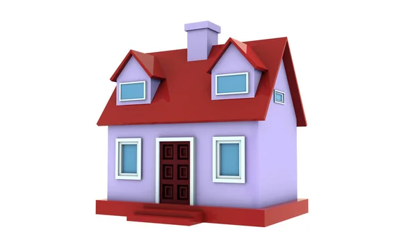 Red Model Simple House Isolated White Background Illustration — Foto Stock