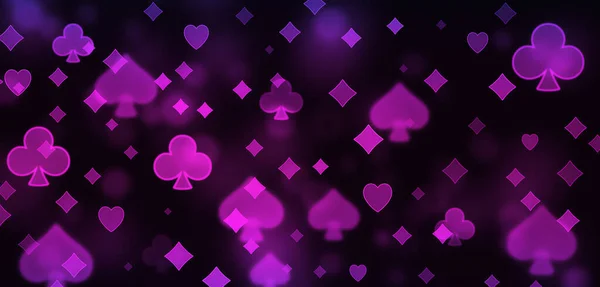Padrão Bokeh Poker Abstrato Rosa Símbolos Cartas Jogo — Fotografia de Stock