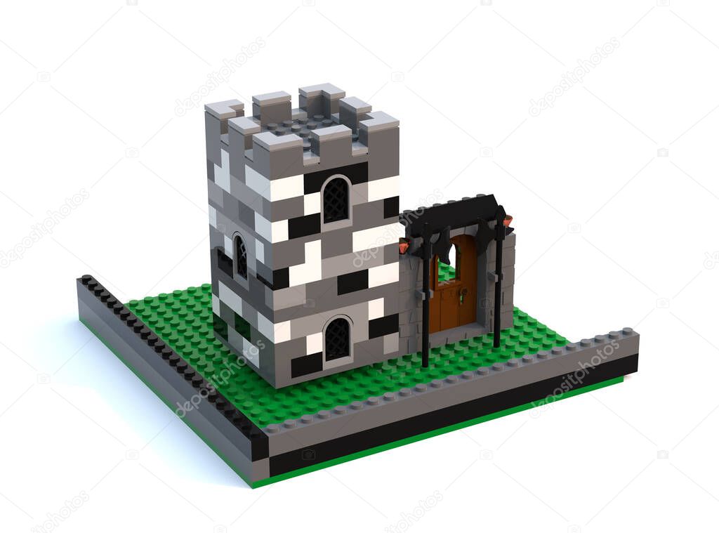 3d illustration. Castle tower isolated on a white background.
