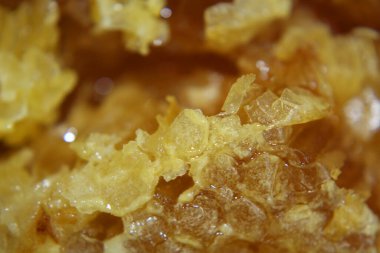 Taze çiftlik balı ve bal peteği yakın plan.