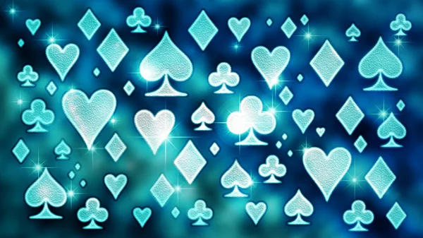 Синий Контрастный Фон Сияющих Иконок Игральных Карт — стоковое фото