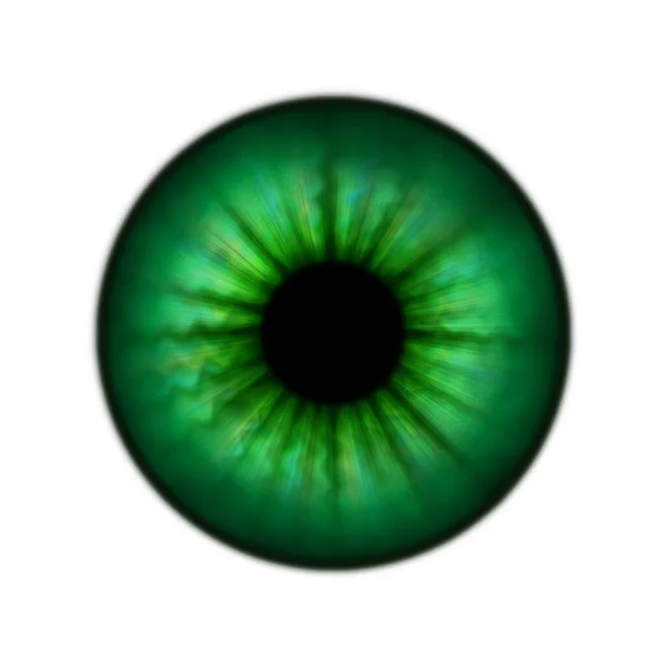 Green Human Pupil Glare Isolated White Background Raster Illustration — Stock Photo, Image