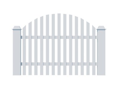 Beyaz arka planda beyaz çitin bir kısmı izole edilmiş. 3d illüstrasyon.