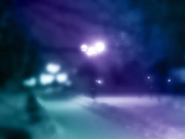 作为背景的冬夜小巷模糊的画面 — 图库照片