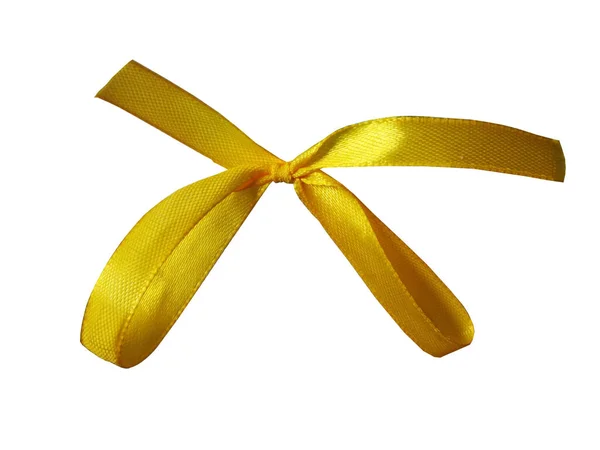 Yellow Ribbon Isolated White Background — Stock Photo, Image
