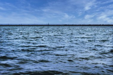 Büyük bir tuz gölünün kıyısında.