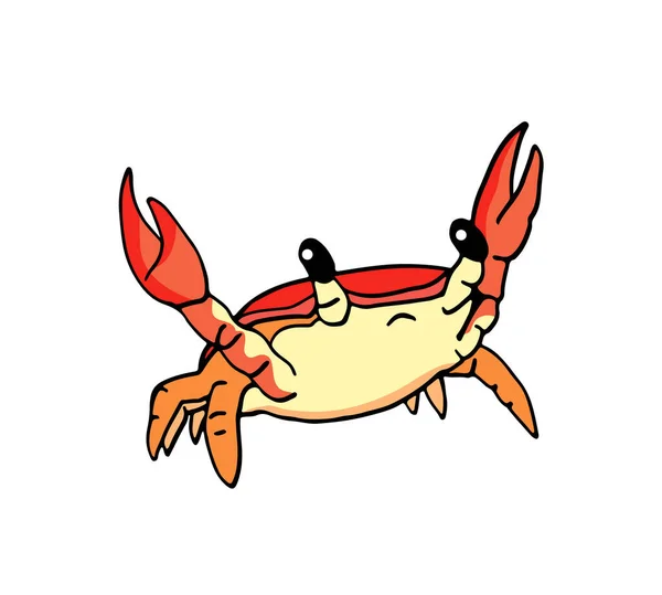 Cartoon Crab Isolated White Background Vector Illustration — Stock Vector