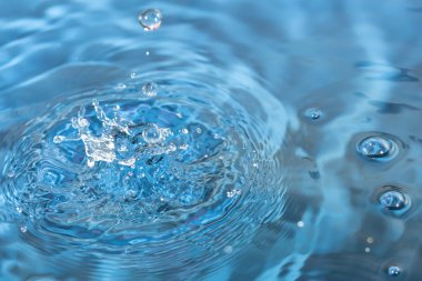 Su damlası ve kabarcık bokeh arka plan olarak