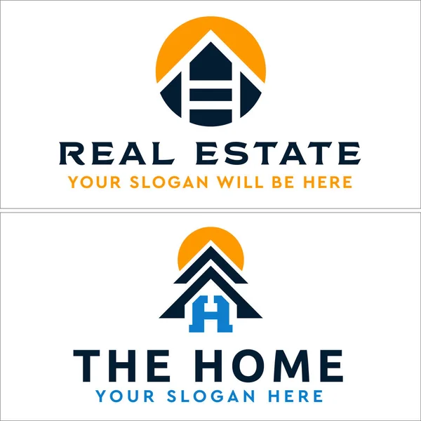 Nemovitosti hypoteční výstavba domů obchodní nemovitosti logo design — Stockový vektor