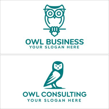 Baykuş logo tasarım çizgisi vektörü