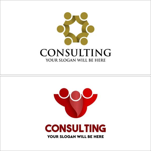 Pessoas grupo ícone logotipo design negócios consultoria financeira — Vetor de Stock