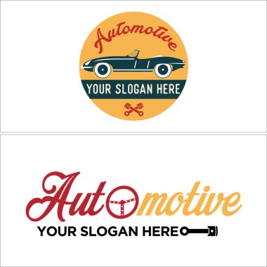 Araba ve direksiyonlu otomotiv logosu tasarımı