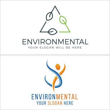 Simge üçgeni yaprağı ve insan logosu tasarımı ile çevre