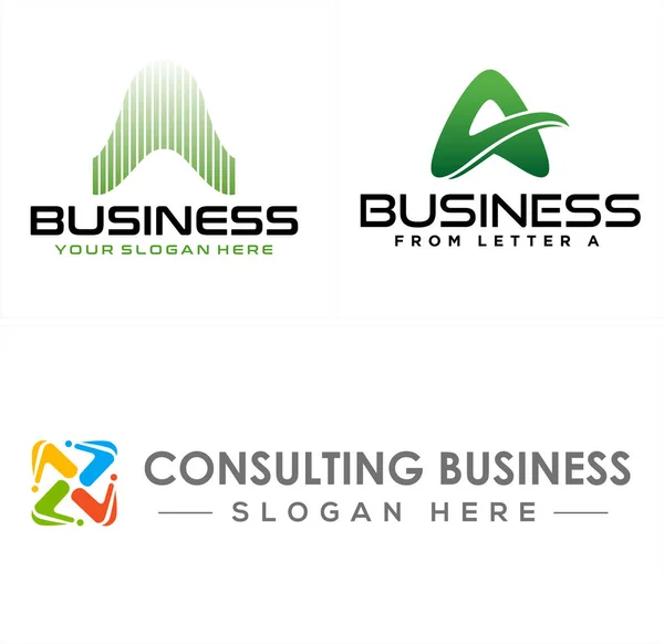 Consulting business with letter A and people logo design — Stock Vector