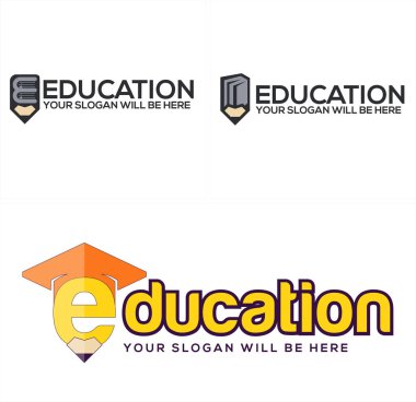 İlk logo kalem defteri ve mezuniyet başlığı tasarım vektörlü eğitim logosu