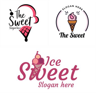 Dondurma külahı logo çizim vektörü