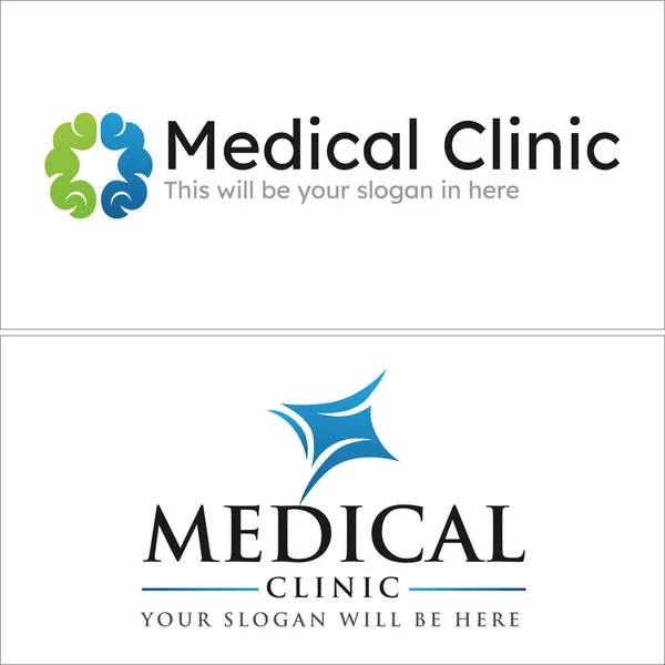 Medical clinic with brain and nerve icon initial logo design — Stock Vector