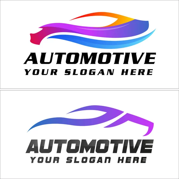 Logotipo automotriz con el logotipo colorido del arte de línea del vector del coche — Vector de stock