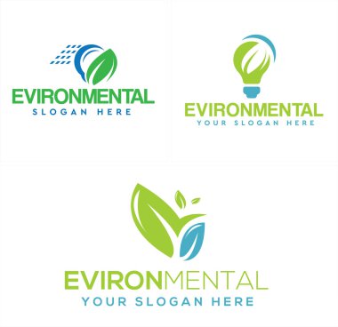 Yaprak paneli güneş ve ampul logosu tasarımı ile çevresel doğa elektrik endüstrisi