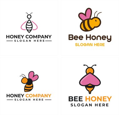 Arı yetiştiricisi hayvan balı ve arı kanadı logosu tasarımı