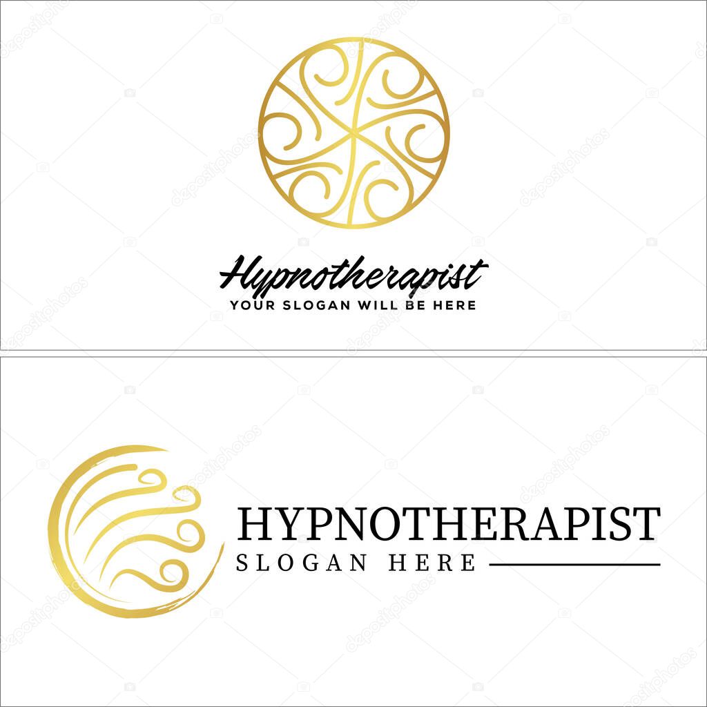 Hypnotherapist with icon gold circle leaf icon symbol luxury logo