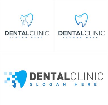 Diş teknisyeni piksel kombinasyon logo tasarımlı diş sağlığı kliniği