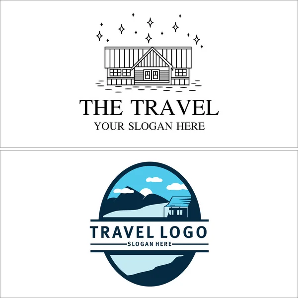 Villa chalet location vacances camping logo design — Image vectorielle