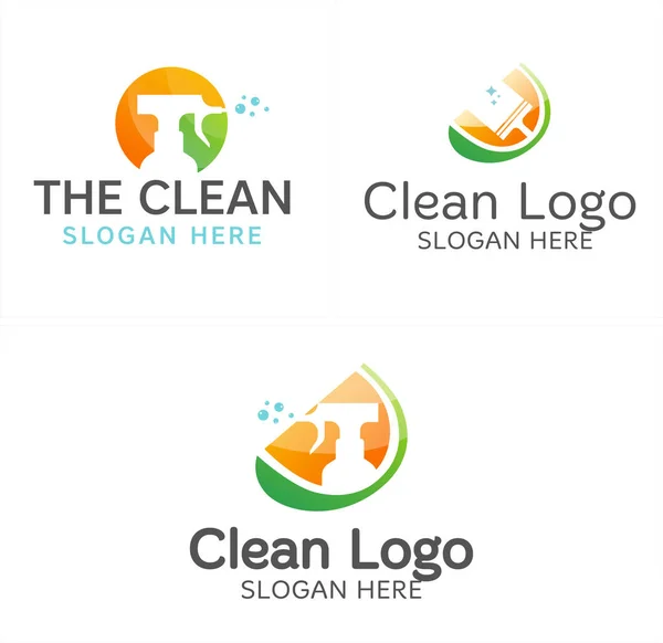 Nettoyage service nettoyant spray verre logo design — Image vectorielle