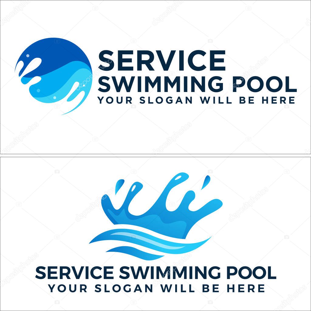 Blue water bubble spark splash element symbol casual logo vector illustration suitable for swimming pool retail company service provide business recreation holiday beach sport healthy lifestyle