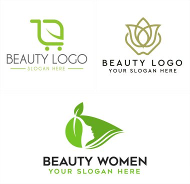 Güzellik doğası bitkisel saç kadın logosu tasarımı
